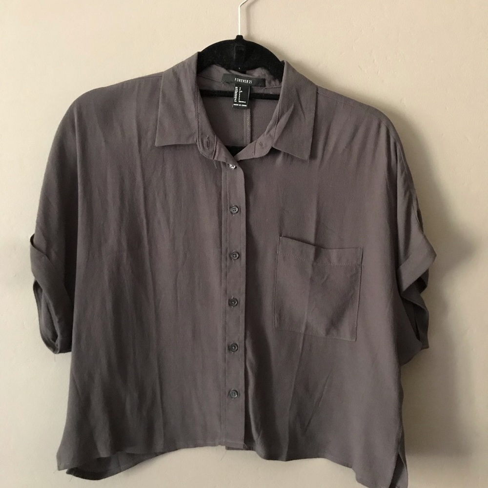 Crop button down top
